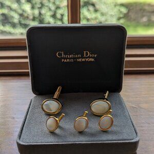 Christian Dior Mother of Pearl Cufflink and Shirt Stud Tuxedo Set